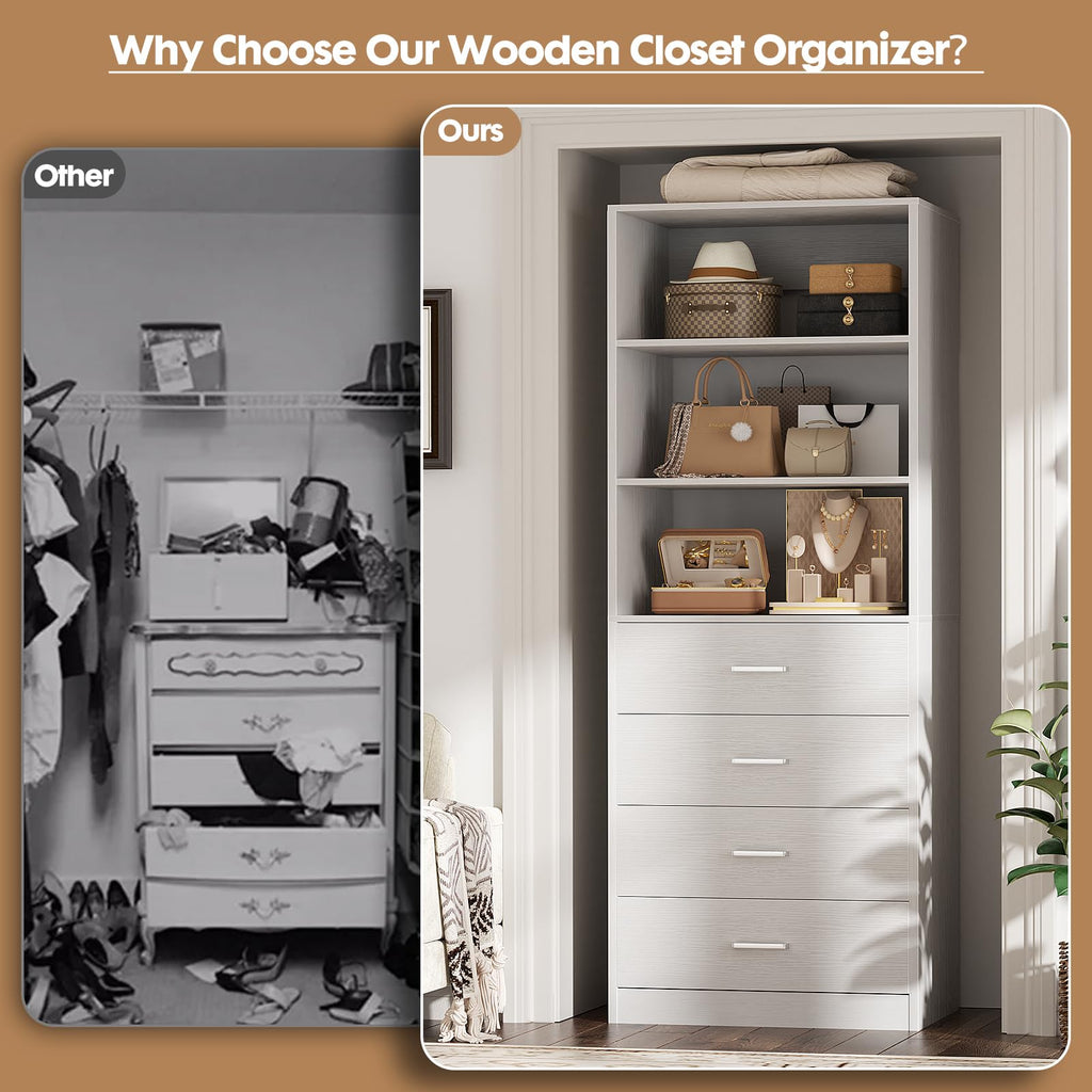 Wood Closet Organizer with 4 Drawers F49096