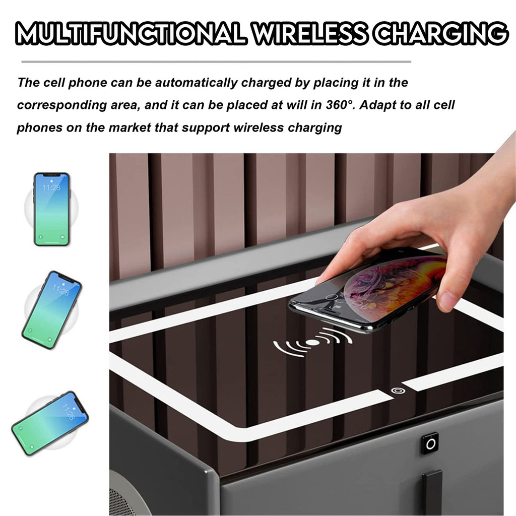 Gray 3 Drawer Nightstand with Charging Station J20346