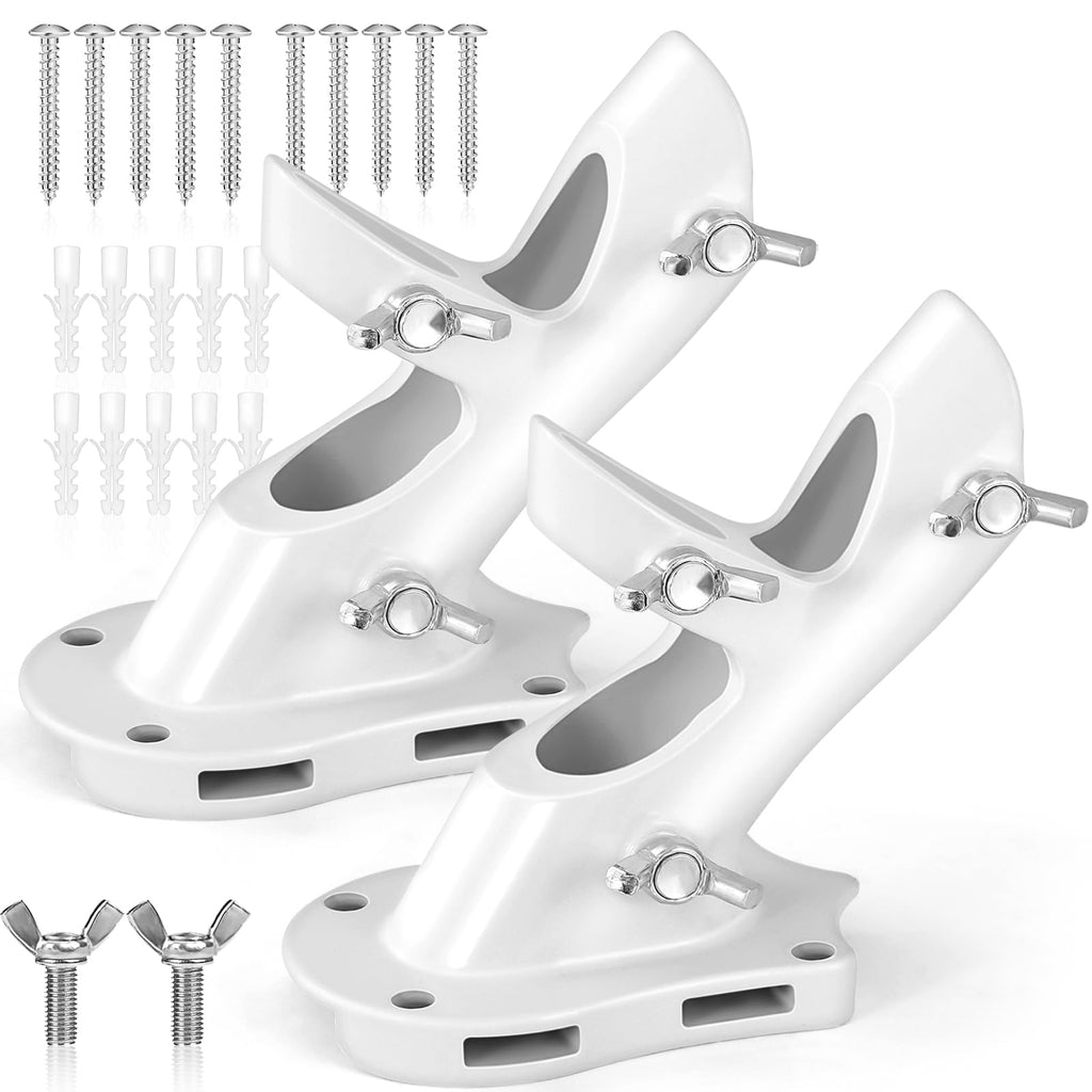 Flag Pole Holder Heavy-Duty Aluminum 1" Inner Diameter 2 Positions White 2 Pack D927477