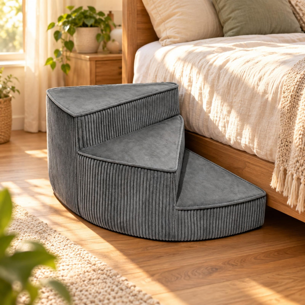 Portable Folding Pet Steps Ramp with Non Slip Base Dark Gray K544