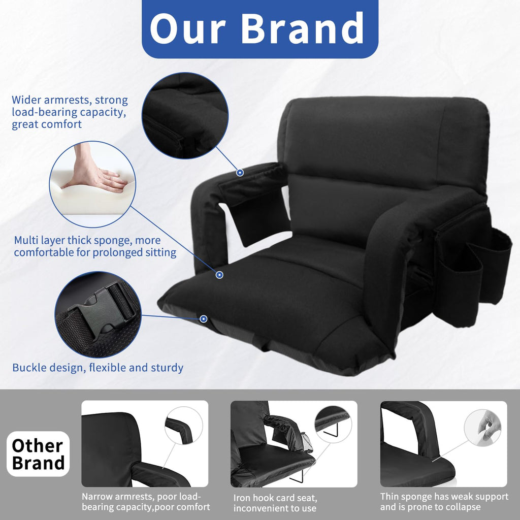 Black 25" Wide Stadium Seat with Back Support F46940