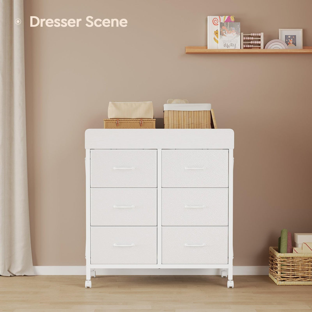 White 6 Drawer Changing Table Dresser H65731