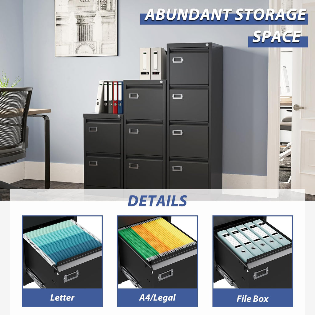 4 Drawer Metal Vertical File Cabinet with Lock D967053