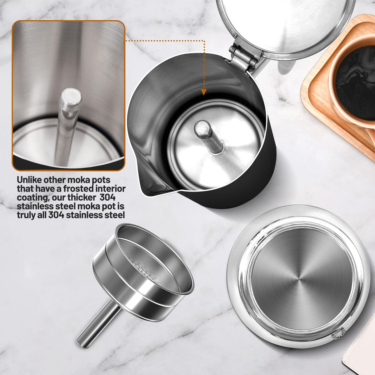 12 Cup Thickened 304 Stainless Steel Moka Pot N72878