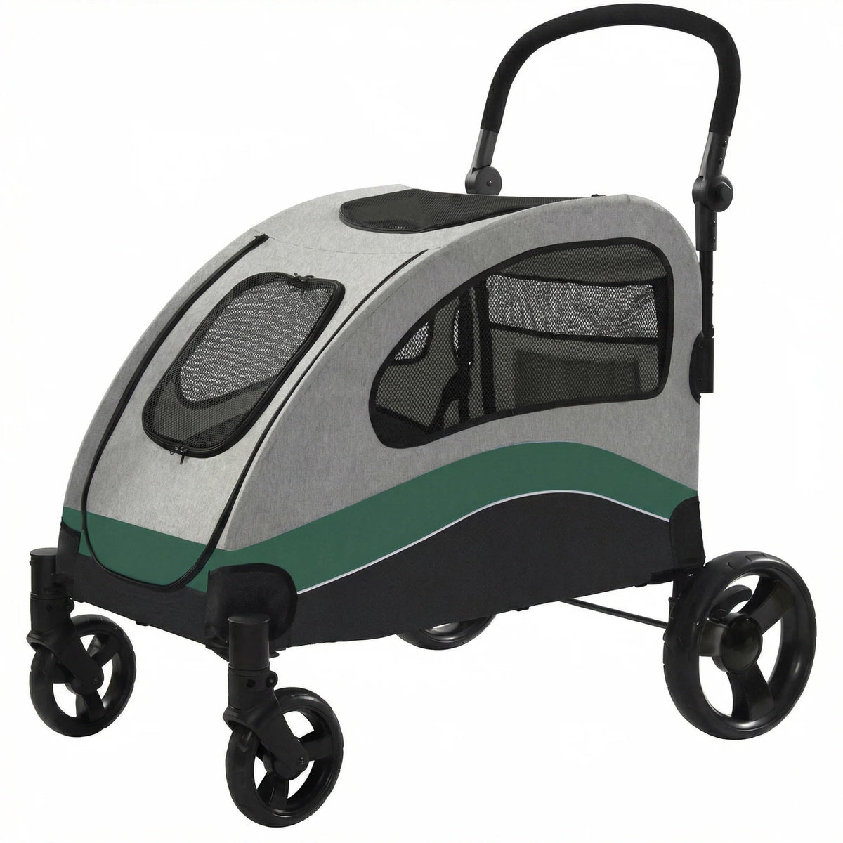 Extra Large Foldable Dog Stroller with Wheels and Brakes X954036