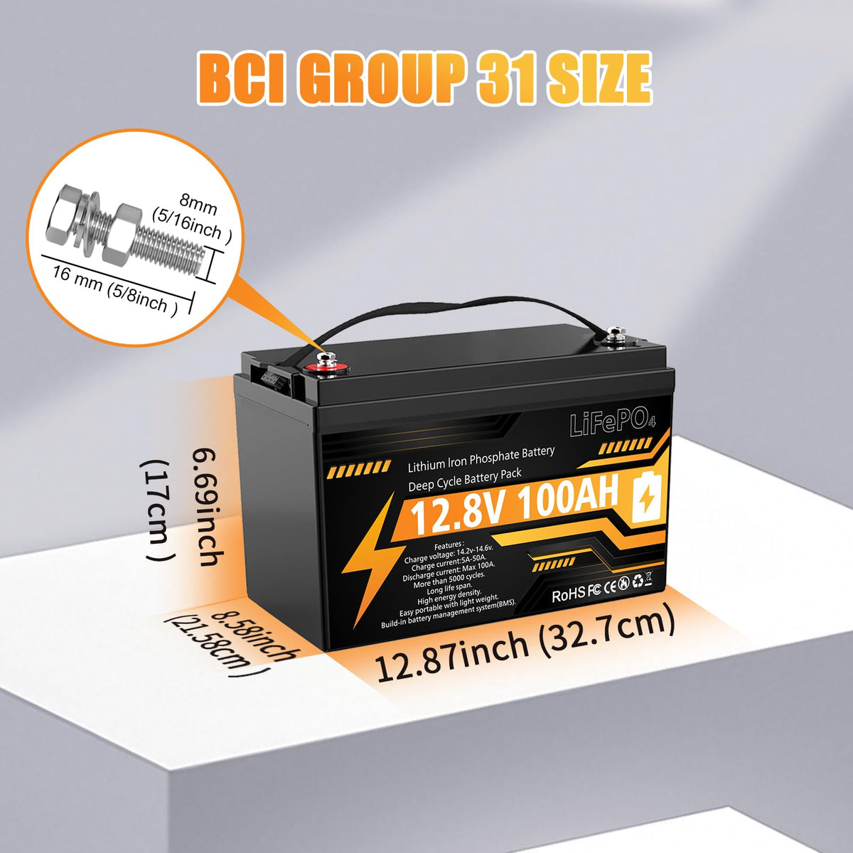 12V 100Ah LiFePO4 Deep Cycle Battery K21349
