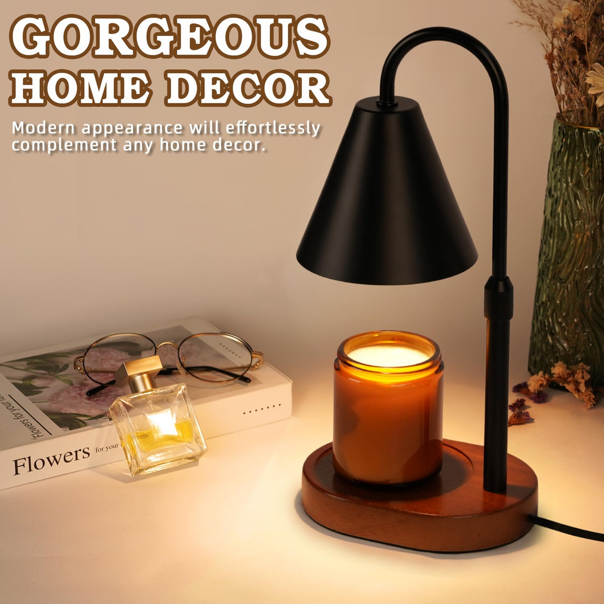 Black Dimmable Candle Warmer Lamp with Timer H278650