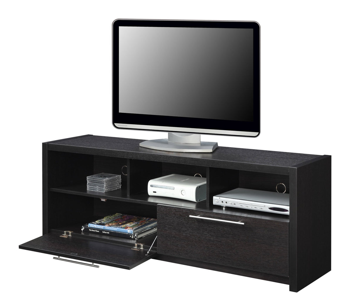 Espresso TV Stand with Storage Cabinets & Shelves B3989