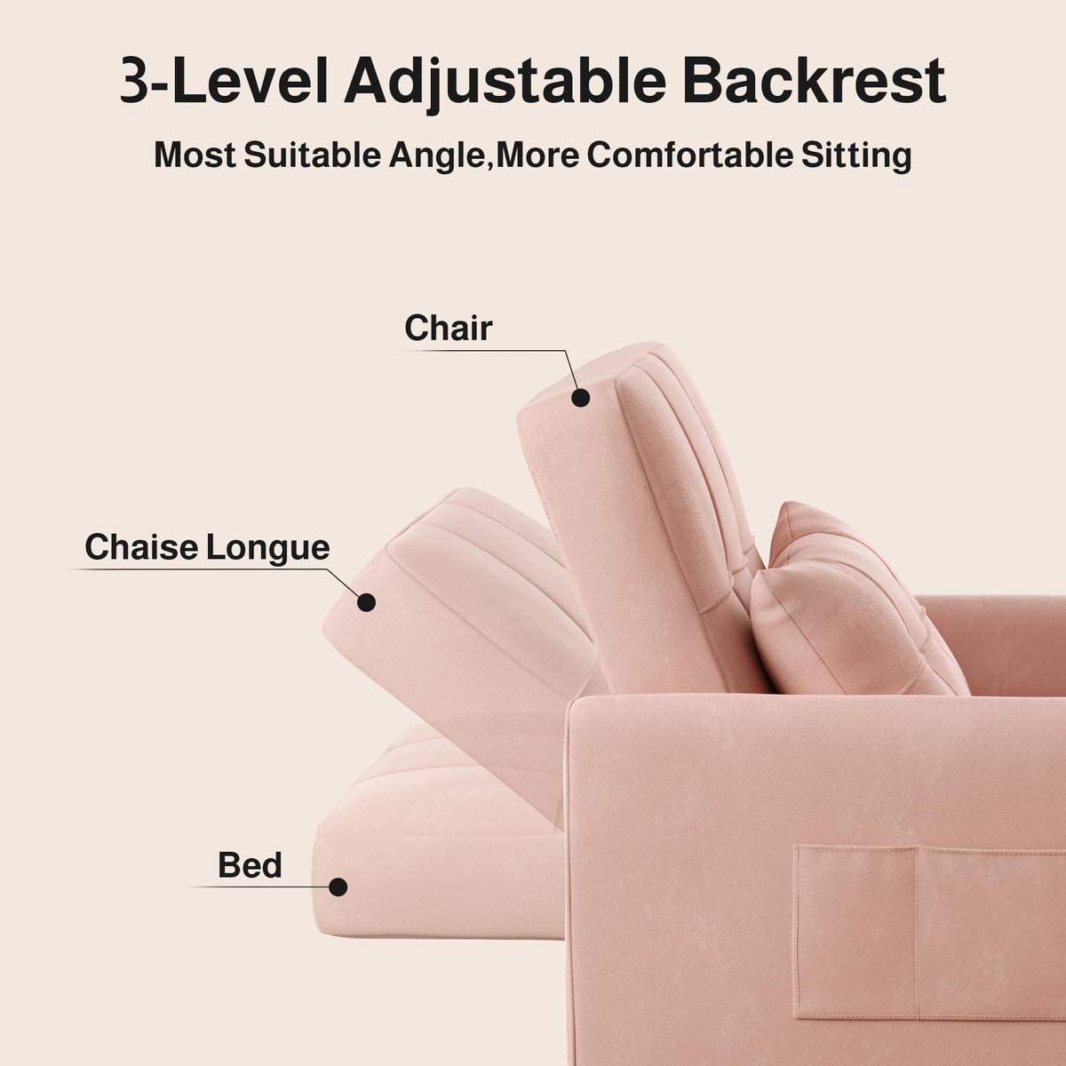 Pink Convertible Sleeper Chair Sofa Bed G25602