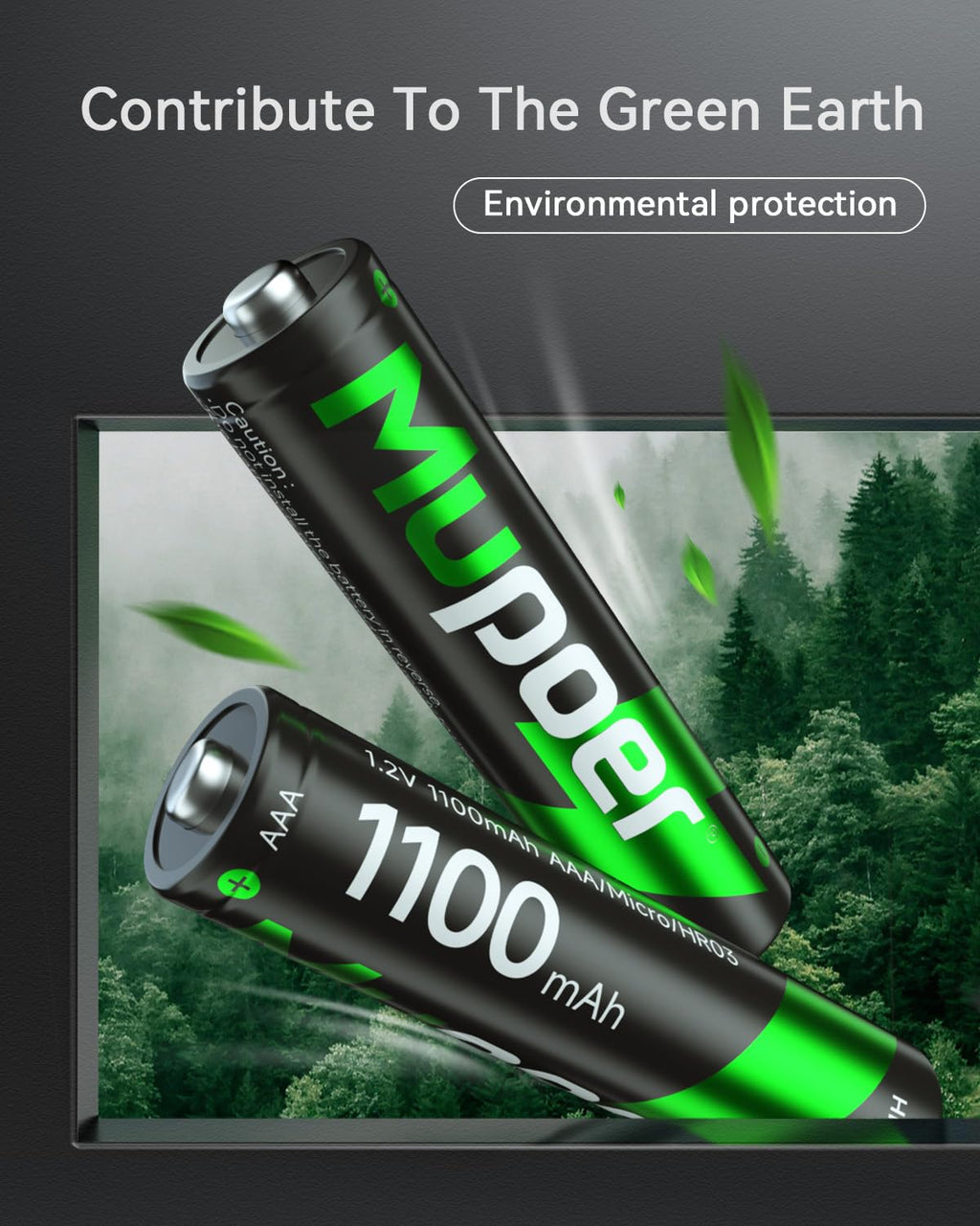 Rechargeable AAA Batteries 12 Pack 1100mAh NiMH 1.2V G7333