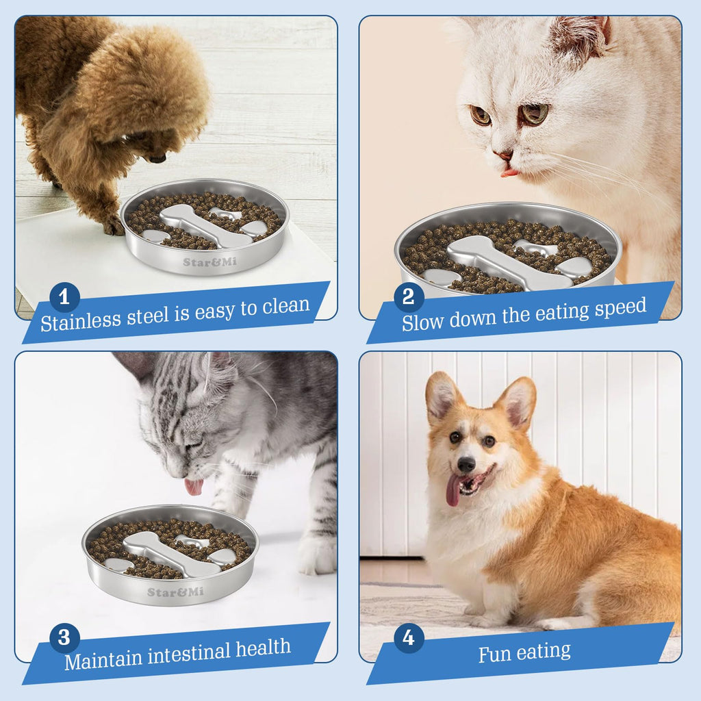Stainless Steel Non-Slip Slow Feeder Dog Bowl D247108