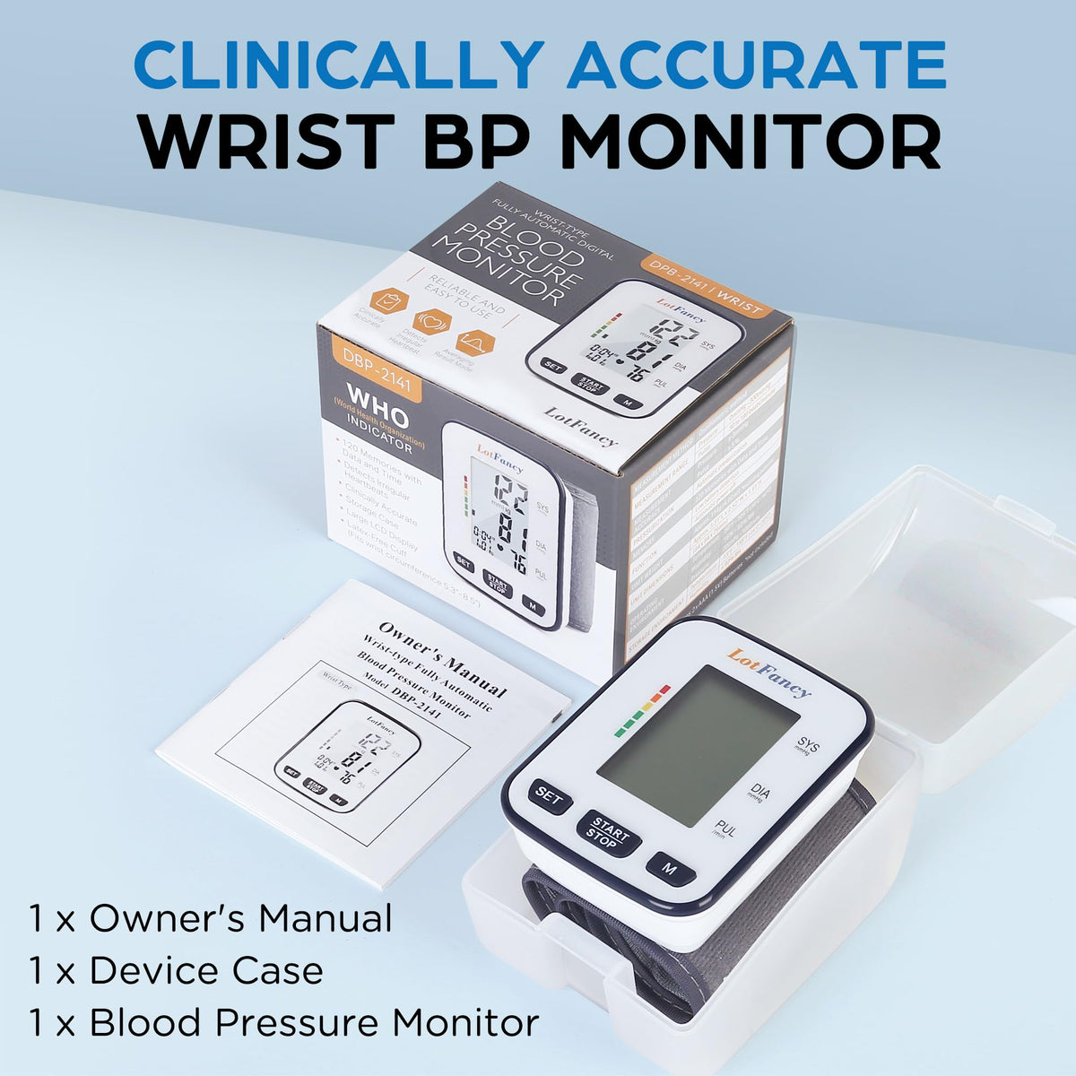Automatic Wrist Blood Pressure Monitor with Adjustable Cuff and 120 Memory V70172