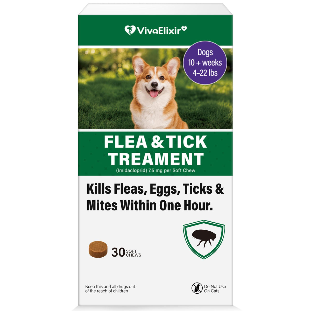 Flea and Tick Chews for Dogs 7.5 mg Soft Chews 30 Count Z356