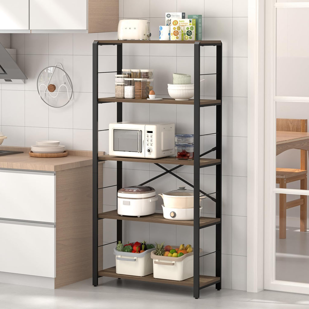 5 Tier Wood and Metal Bookshelf N135
