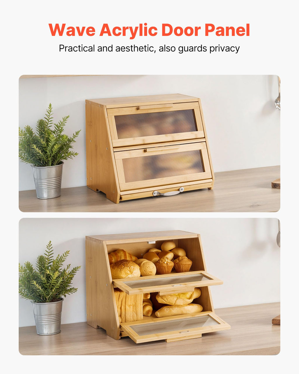 Large Capacity Bamboo Bread Box X439596