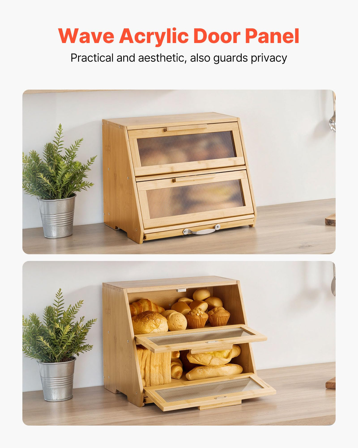 Large Capacity Bamboo Bread Box X439596