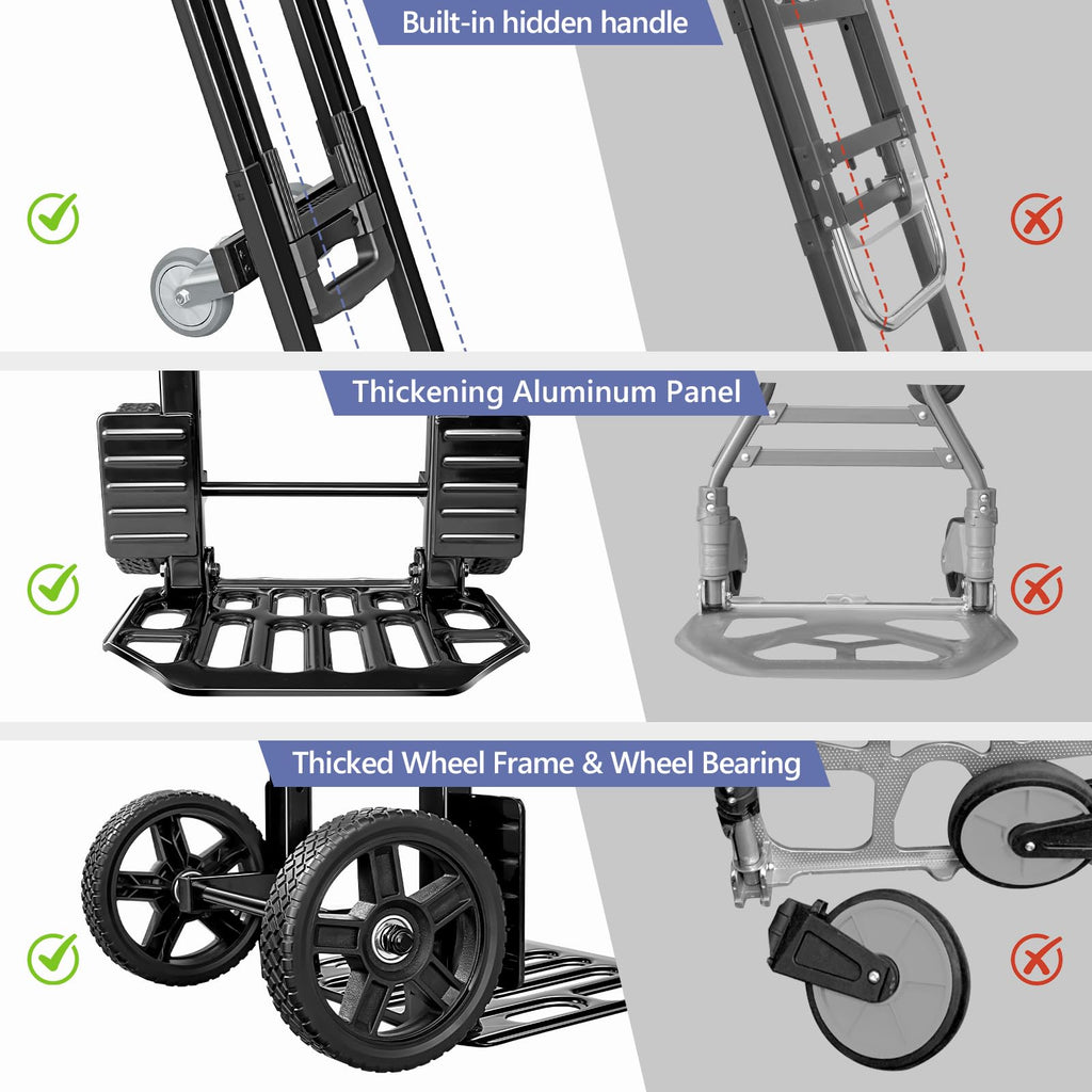 3-in-1 Convertible Dolly Cart 600LB Hand Truck with 6 Wheels O35230