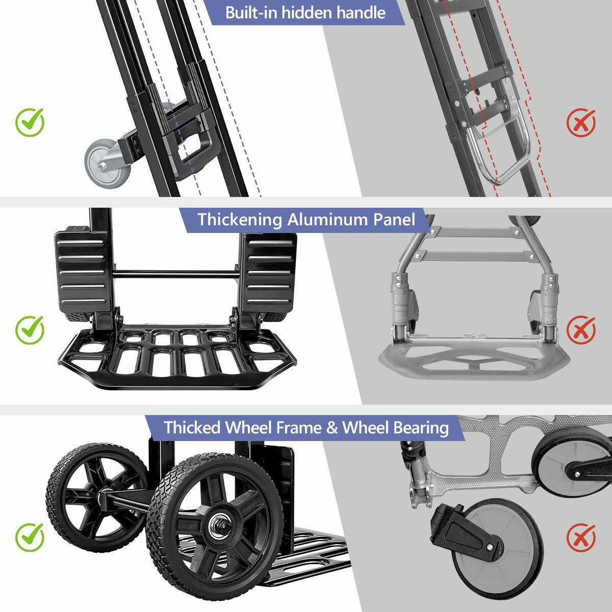 3-in-1 Convertible Dolly Cart 600LB Hand Truck with 6 Wheels O35230