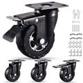 4 Inch Heavy Duty Rubber Caster Wheels Set of 4 with Locking P132347