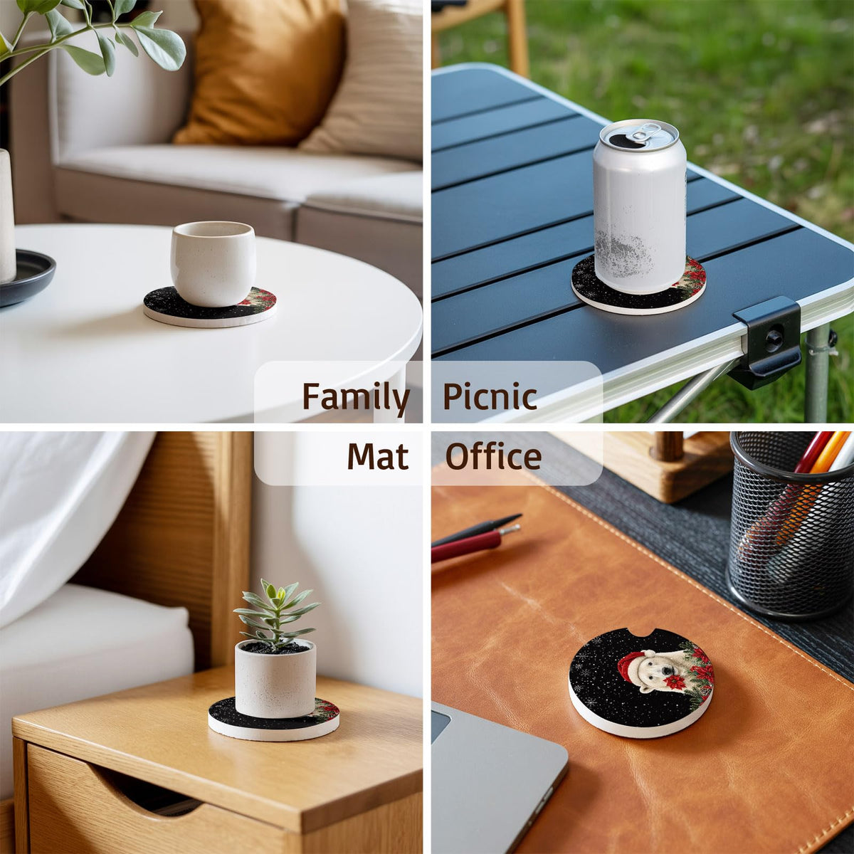 Absorbent Ceramic Stone Car Coasters Set of 2 G6444