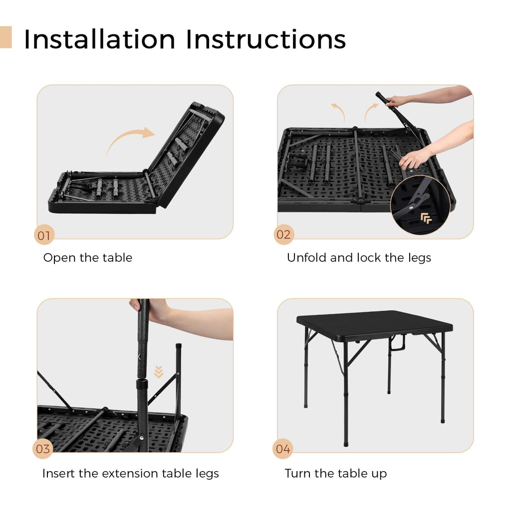 34" Black Folding Card Table I416