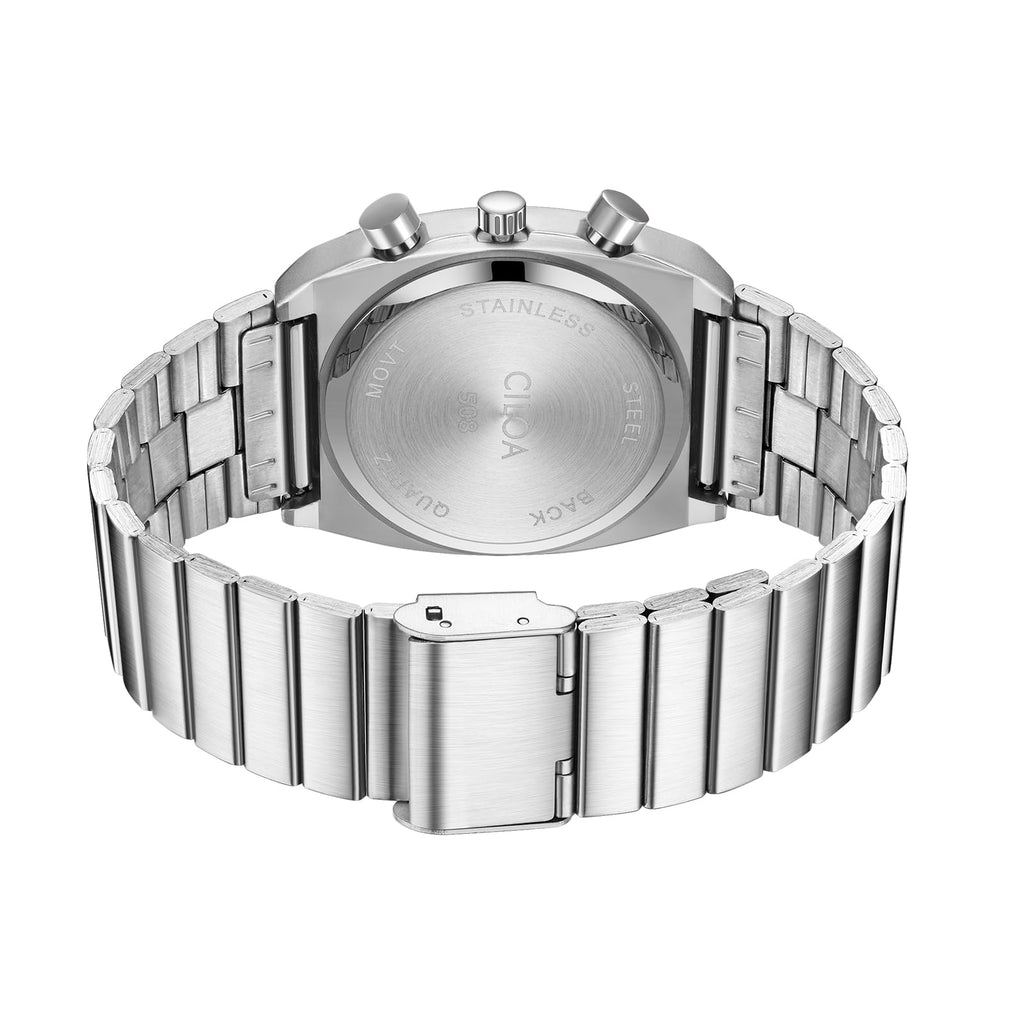 Mens Chronograph Stainless Steel Waterproof Analog Wristwatch E6551