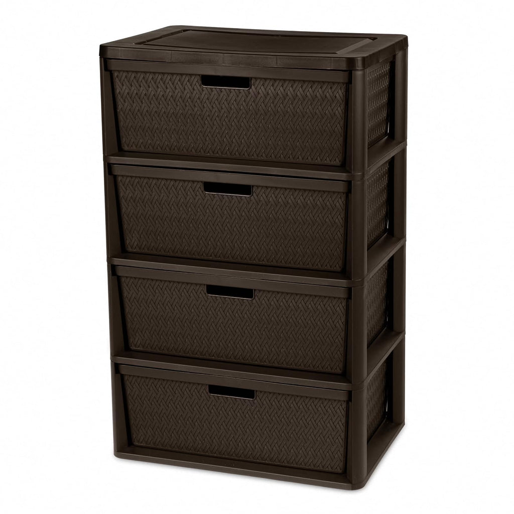 4 Drawer Brown Plastic Storage Tower V3611