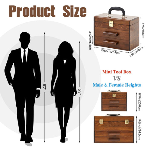 11 Inch Wooden Tool Box with 2 Drawers G1168