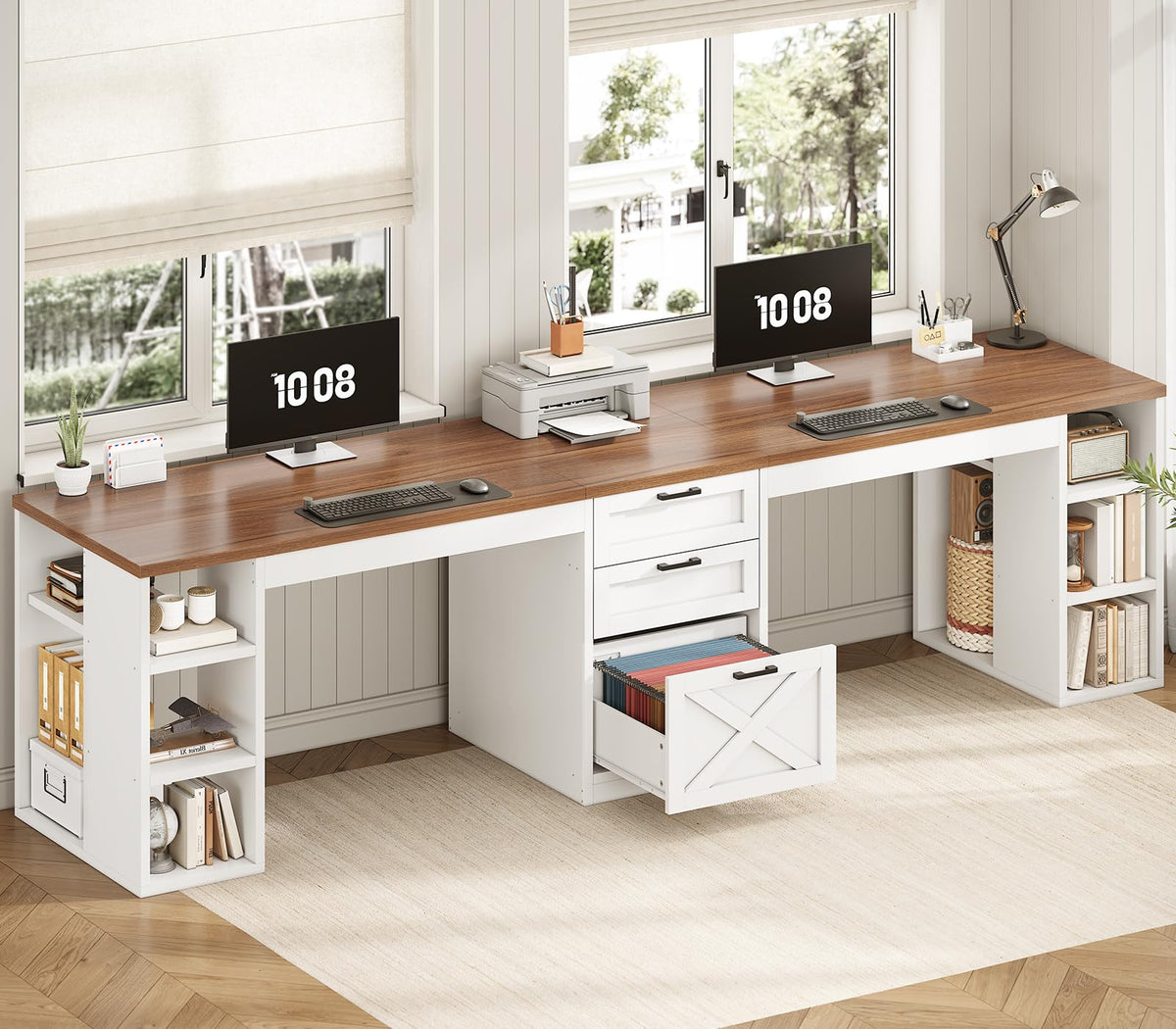 96.5" 2 Person Computer Desk with Storage Drawers L871530