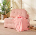 Pink Foldable Sofa Bed with Pillow & Blanket P1078