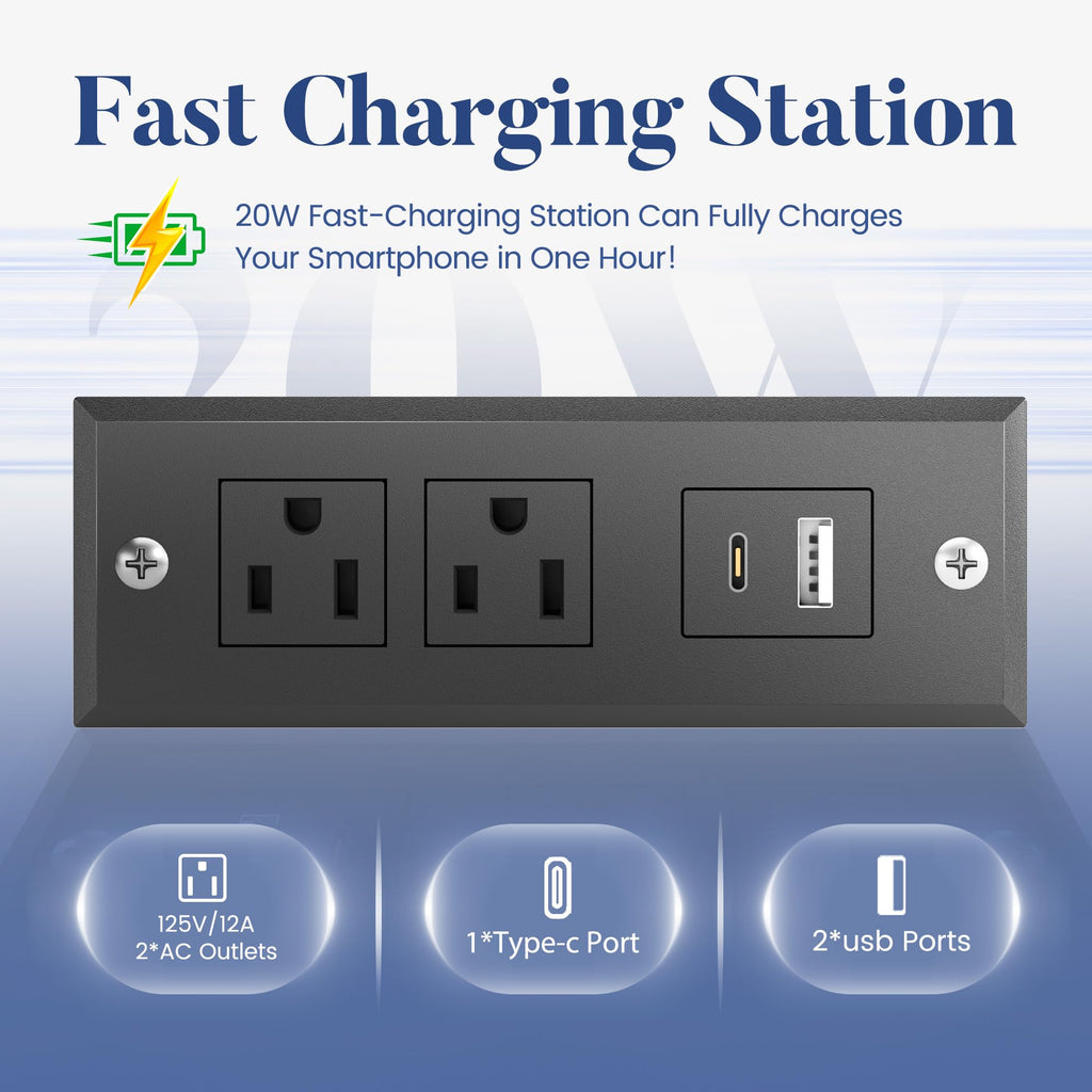 Rustic Grey Full Bed Frame with Charging Station U1700