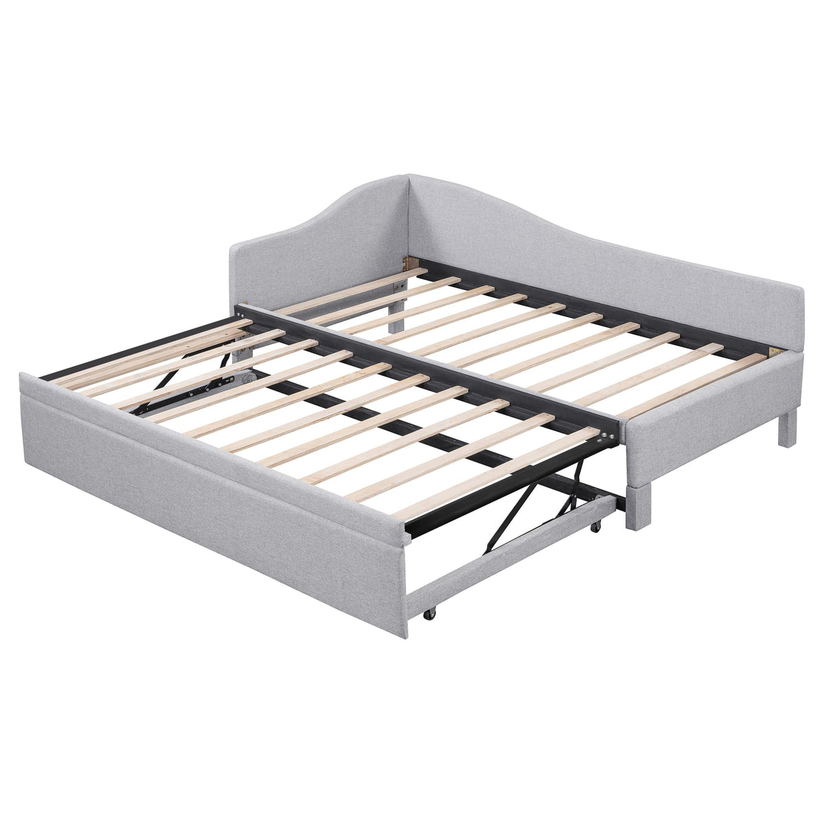 Twin Size Linen Upholstered Daybed with Pop up Trundle M206668