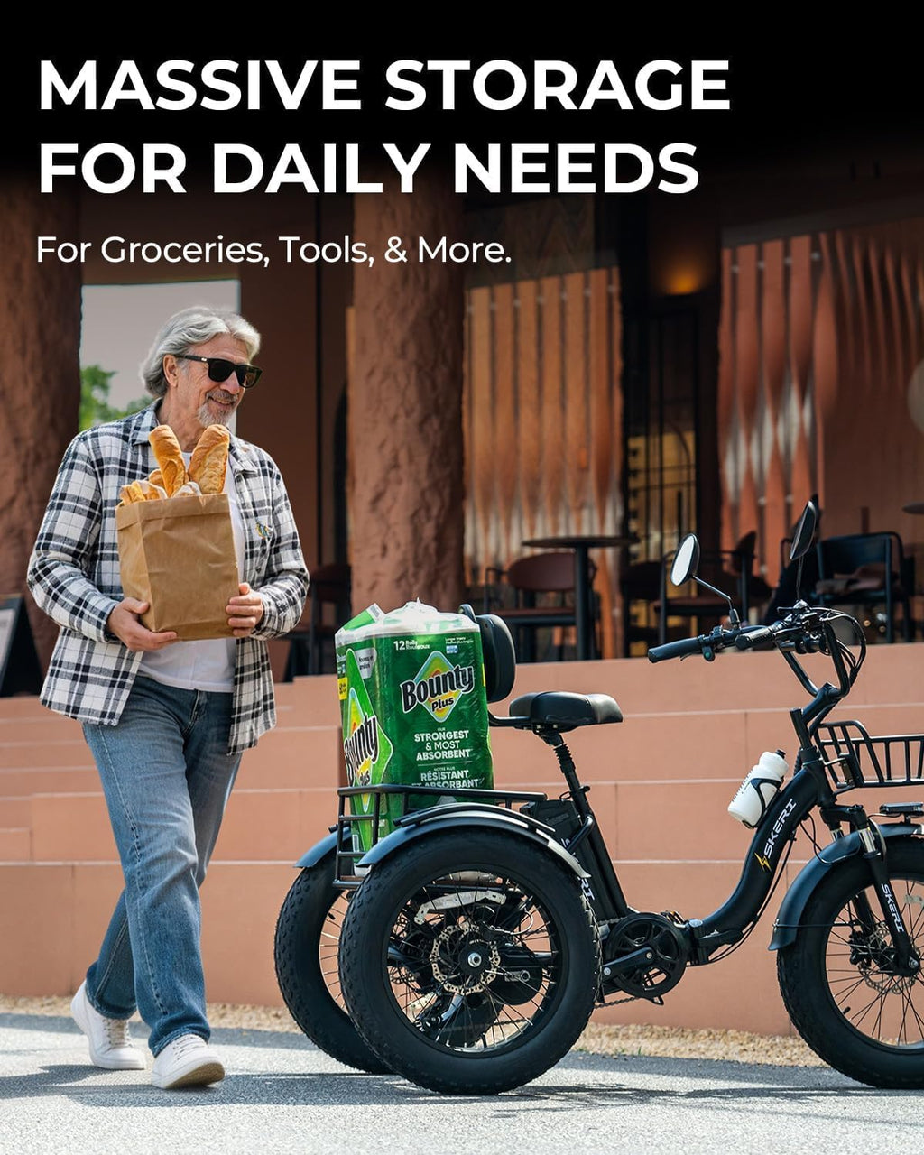 750W Folding Fat Tire Electric Tricycle with Basket K17642