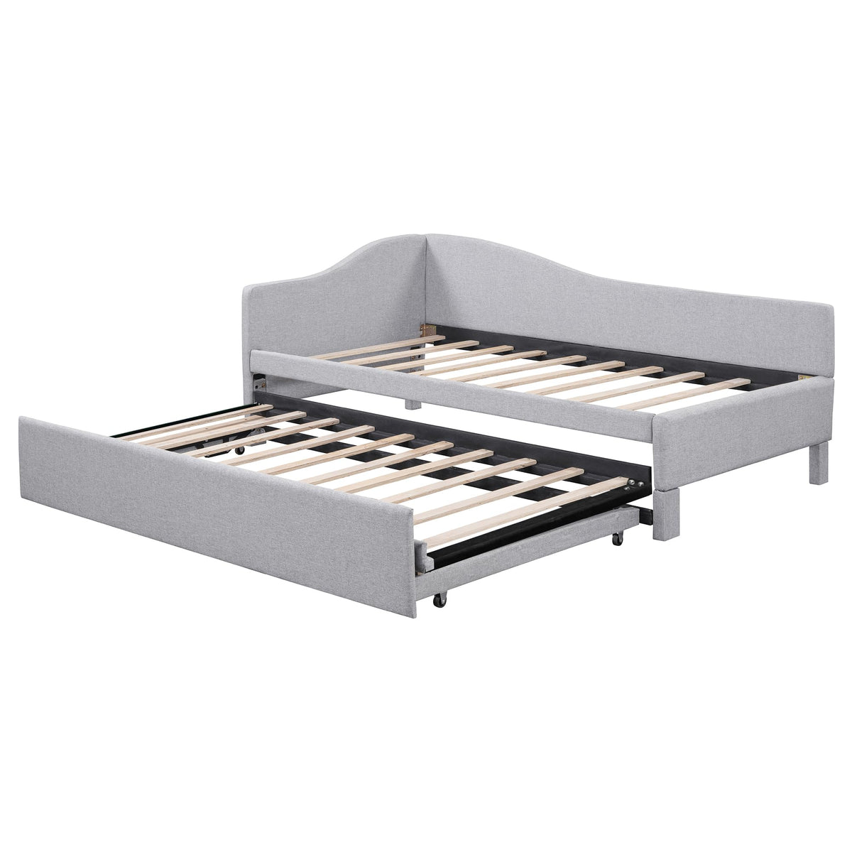 Twin Size Linen Upholstered Daybed with Pop up Trundle M206668