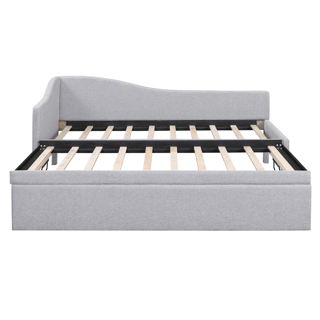 Twin Size Linen Upholstered Daybed with Pop up Trundle M206668