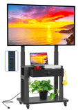Black Rolling TV Stand with Power Outlet for 32-75 Inch Screens A67912