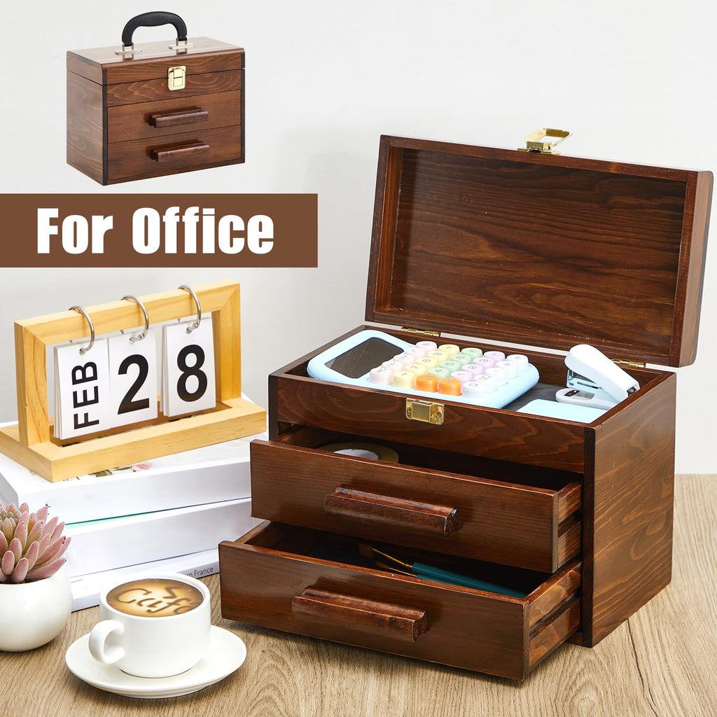 11 Inch Wooden Tool Box with 2 Drawers G1168