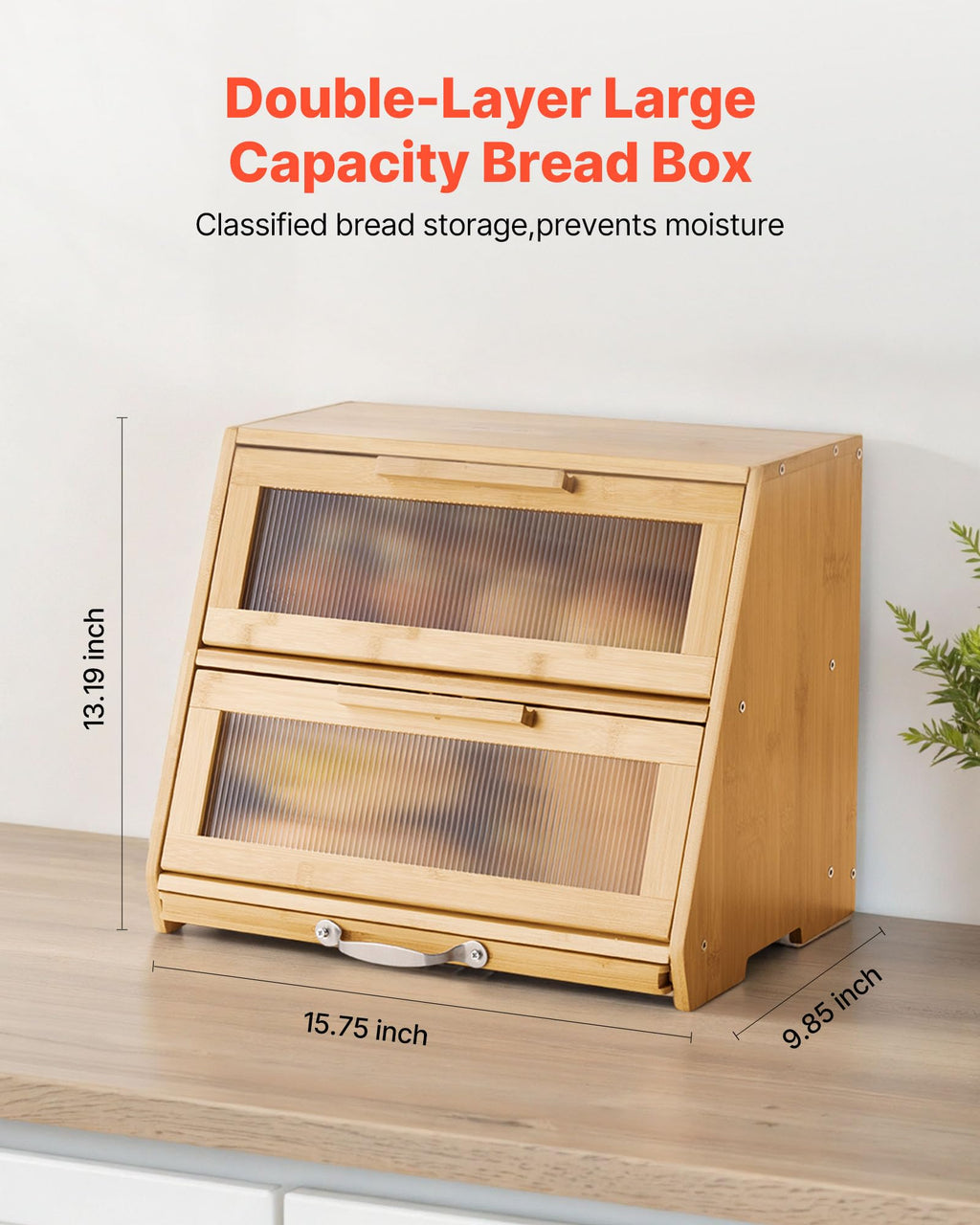 Large Capacity Bamboo Bread Box X439596