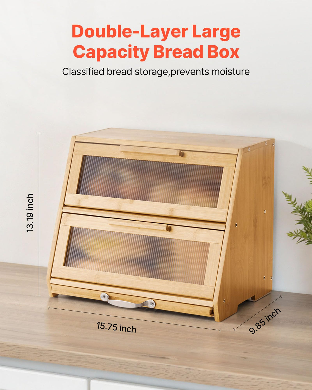 Large Capacity Bamboo Bread Box X439596