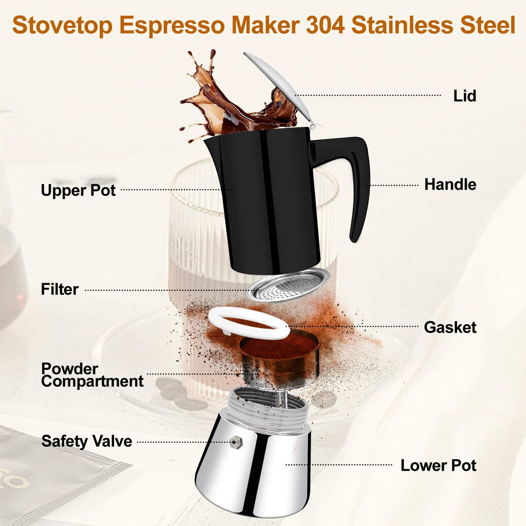 12 Cup Thickened 304 Stainless Steel Moka Pot N72878