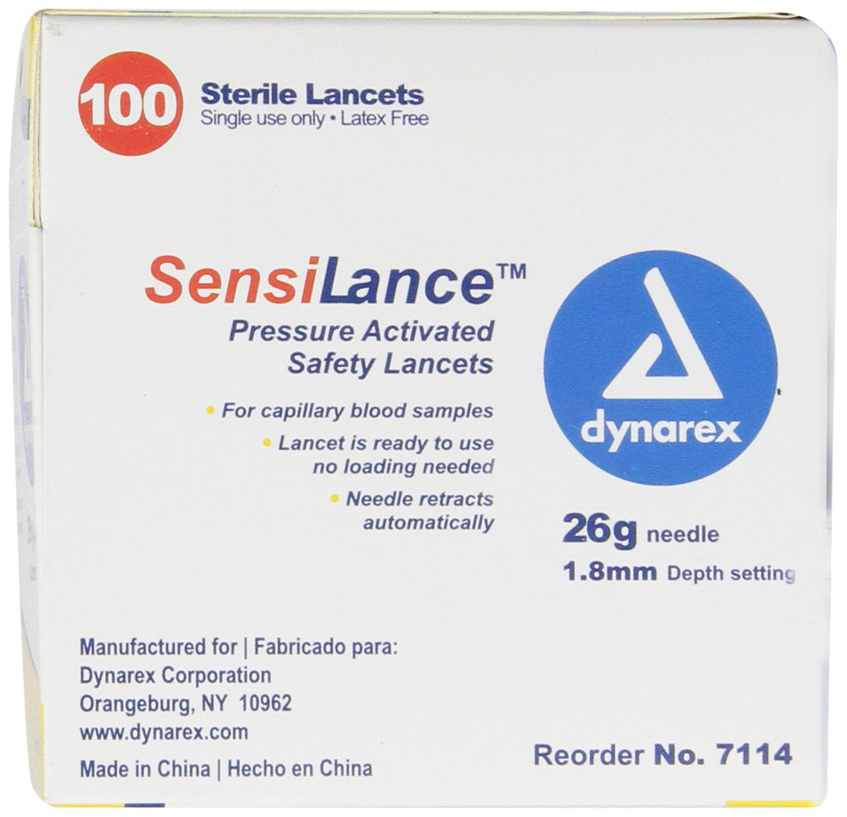 26 Gauge Sterile Safety Lancets 100 Count N8527