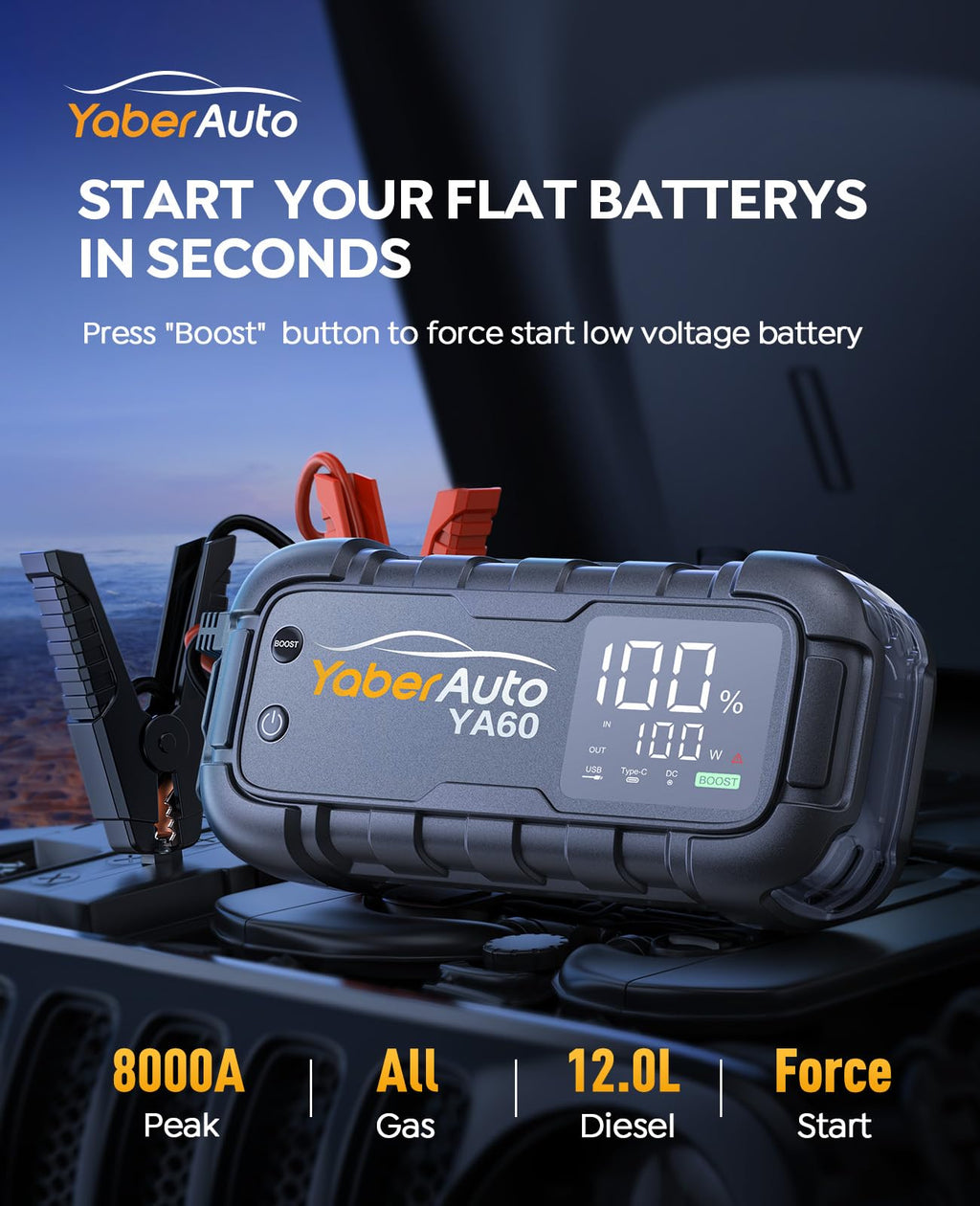 8000A Jump Starter 99Wh 65W Fast Charging V494227
