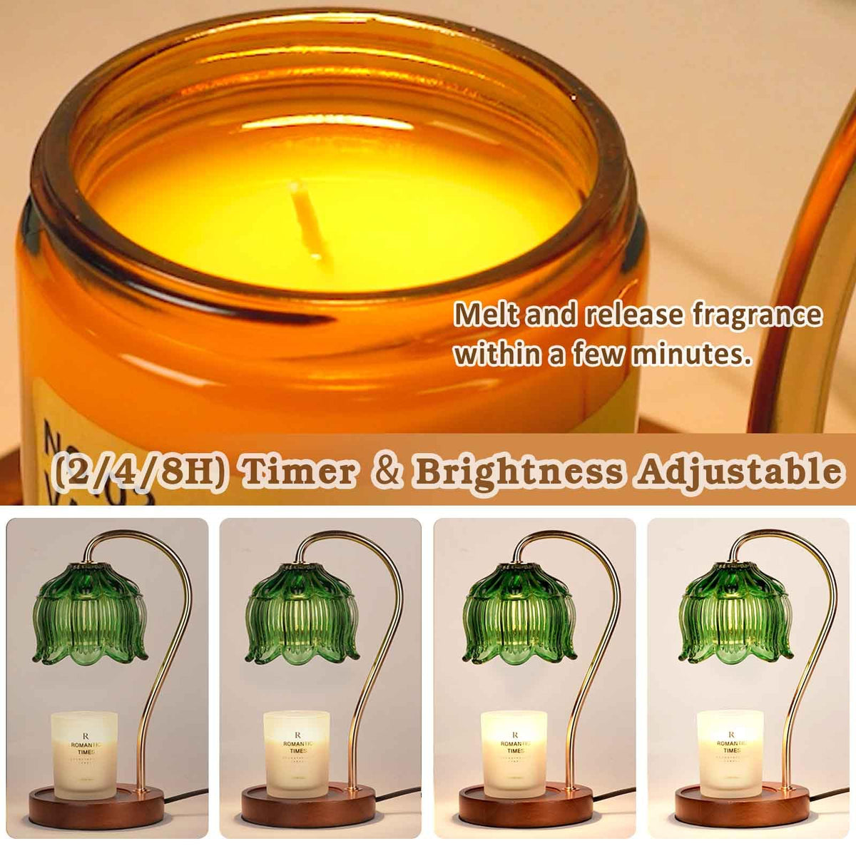 Black Dimmable Candle Warmer Lamp with Timer H278650