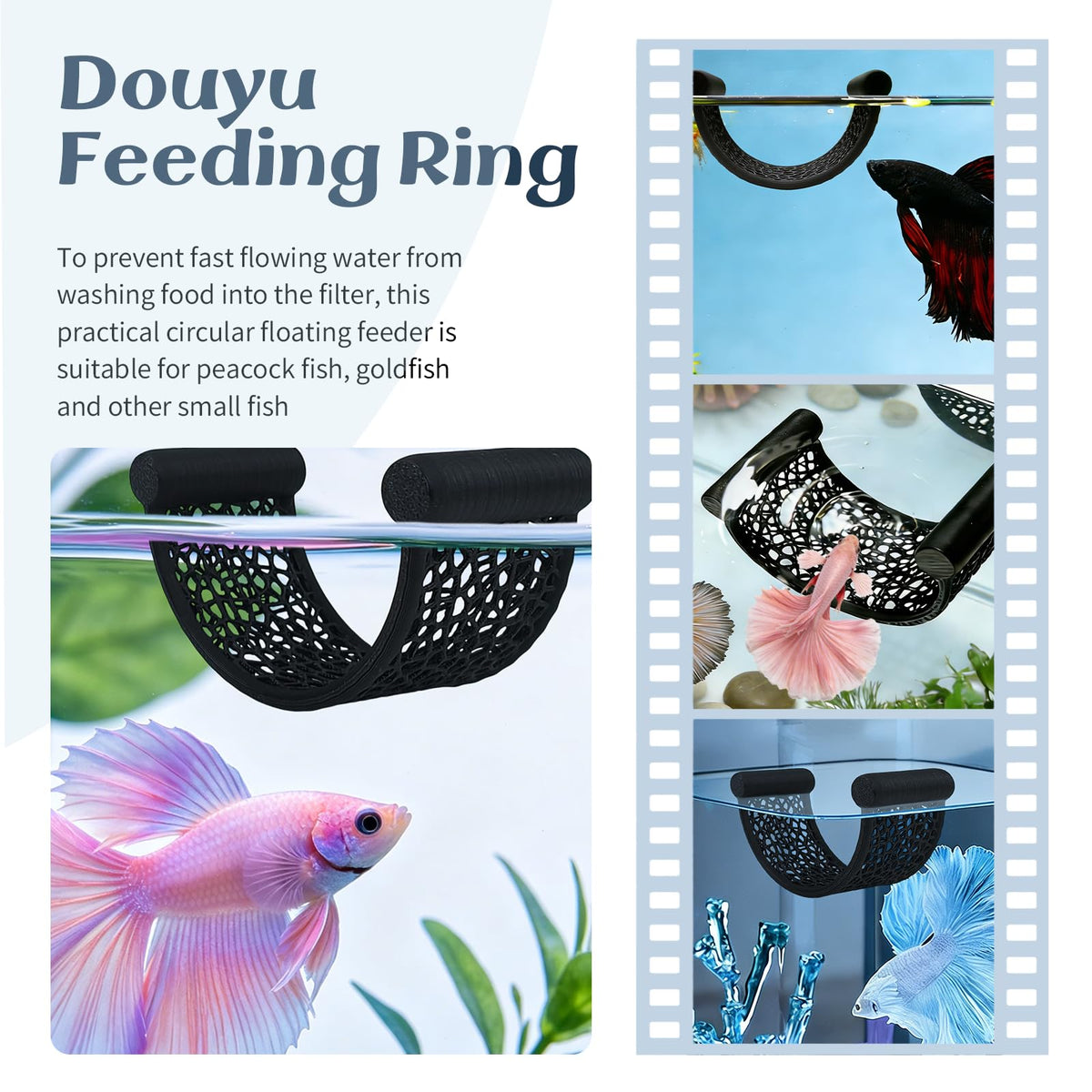 4Pcs Betta Fish Tank Accessories, Hammock, 2 Toys, 1 Feeding Ring U528