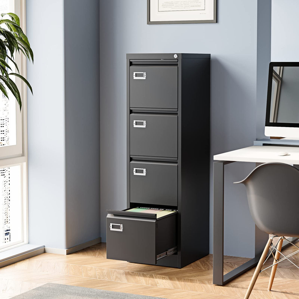 4 Drawer Metal Vertical File Cabinet with Lock D967053