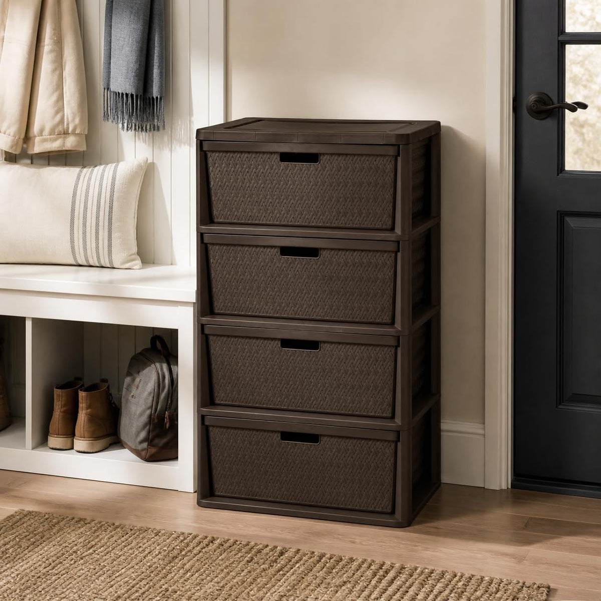 Brown Plastic 4 Drawer Storage Organizer J587