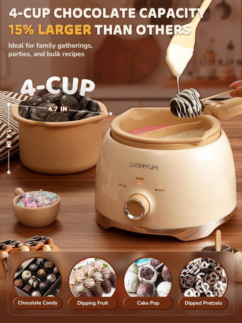 Electric Chocolate Melting Pot with 2 Insert Pots N5361