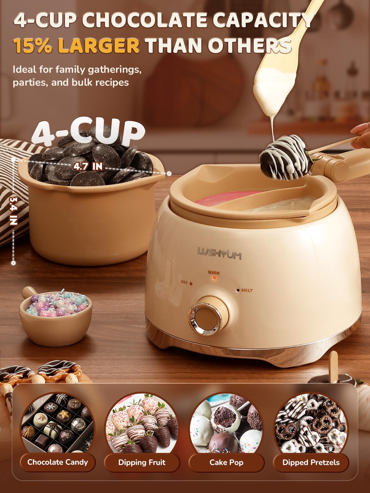 Electric Chocolate Melting Pot with 2 Insert Pots N5361