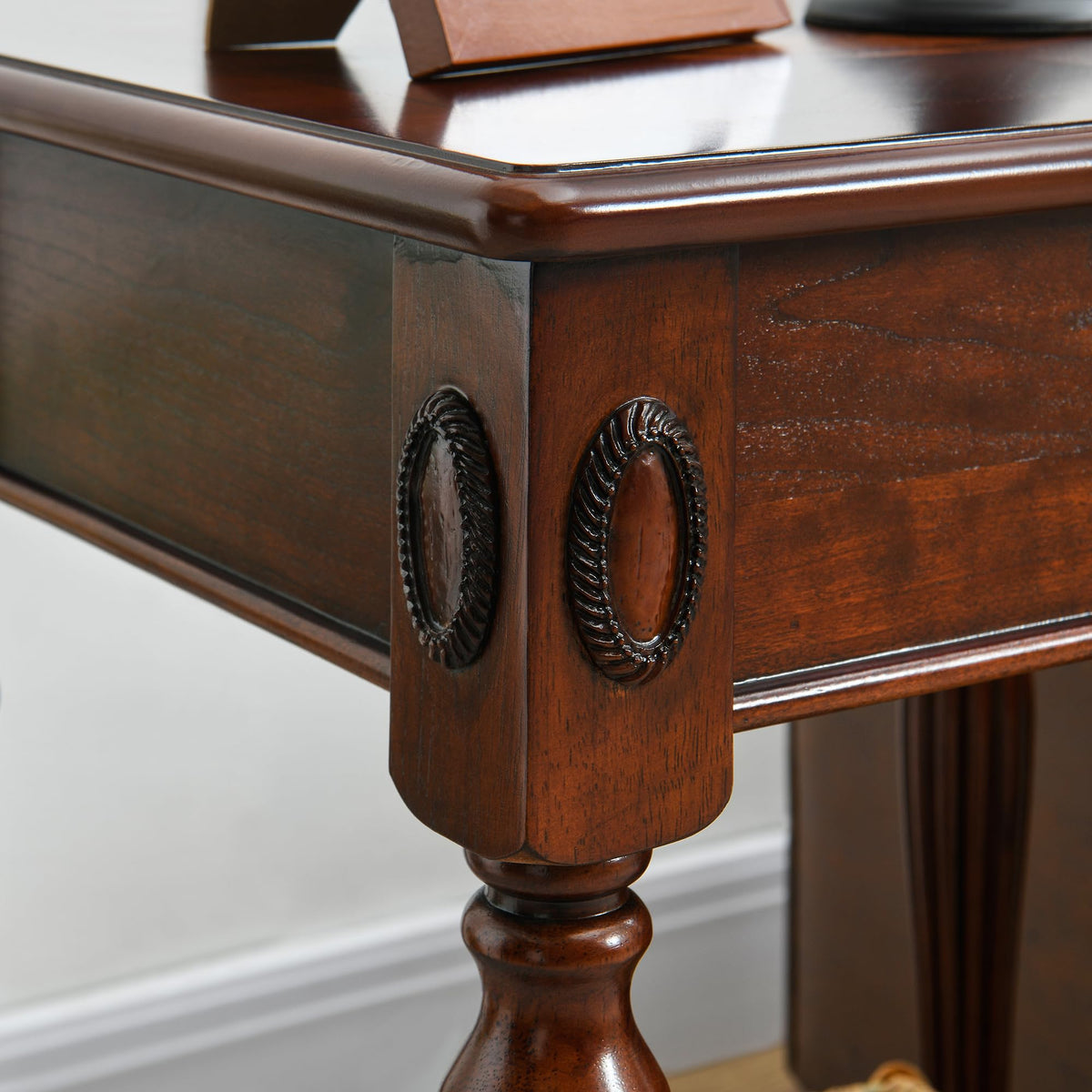 Solid Wood Side Table with Drawer and Storage Shelf V274072