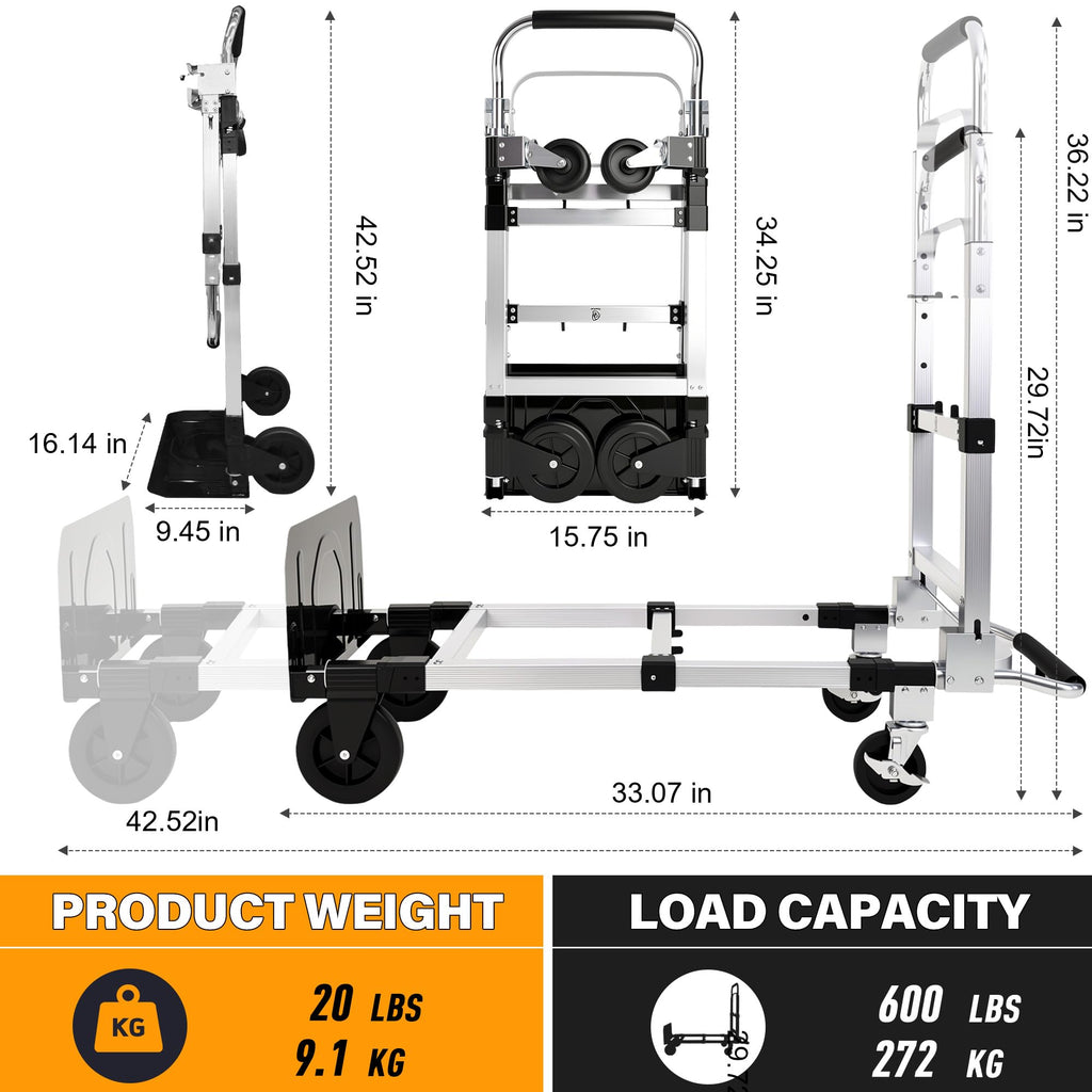 3 in 1 Convertible Folding Hand Truck with 2 Straps Z660